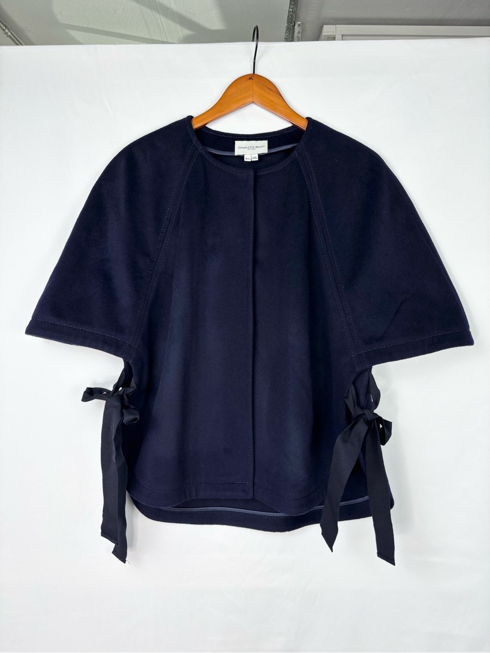 Charlotte Brody Wool Calla Lily Blazer Jacket Navy Blue Size M/L USA